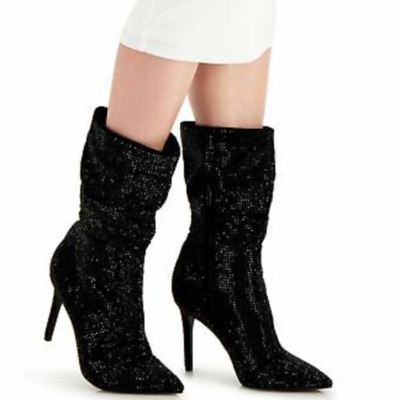 Thalia Sodi Womens Raquell Pointed Toe Rhinestones Mid-Calf Boots - Picture 1 of 6